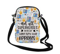 TSOTMO Lunch Lady Gift Not All Superheroes Wear Capes Some Wear Aprons Cafeteria Worker Zipper Pouch Crossbody Bag, Wear Aprons Cr, Fashion