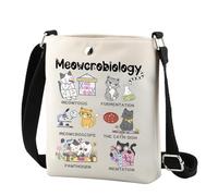 TSOTMO Microbiology Science Cat Crossbody Bag Clinical Lab Scientist Gift Science Teacher Gift Funny Cat Shoulder Bag, Meowcrobiology Cr