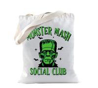 TSOTMO Monster Movie Merch Monster Mash Social Club Horror Tote Bag for Ghost Season Ghost Halloween Spooky Season Gift (Monster Mash)