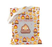 TSOTMO Moving Castle Merch Calcifer Merch Tote Bag for Calcifer Moving Castle Anime Fans Gift (Spark Tote)