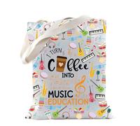 TSOTMO Music Teacher Gift Education Tote Bag for Music Teacher Musicians Instructor Coffee Lovers Gift (M Education)