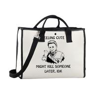 TSOTMO Novelty Horror Movie Lover Gift Feeling Cute Might Kill Someone Later Tote Bag Scary Movie Merchandise, Feeling Cute Tote