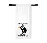 TSOTMO Retirement Gift for Women What Day is Today Kitchen Towel Who Cares I'm Retired Dish Towel Gift for Cat Lovers (is Today Towel)