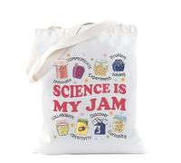 TSOTMO Science Teacher Gift Biology Teacher Science is My Jam Tote Bag for Scientist Science Lovers Gift (SCIENCE Jam)