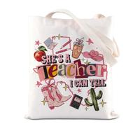 TSOTMO She's A Teacher I Can Tell-Teachers Tote Bag Educator Appreciation Gift Texas Western Country -Cowgirl Shoulder Bag(Call Tell Tote)