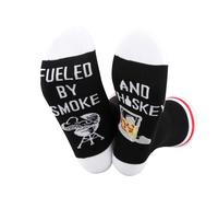 TSOTMO Whiskey Novelty Socks BBQ Socks for BBQ Lovers Cooking Wine Lovers for Dad Men Alcohol Gift (UK, Alpha, One Size, Regular, Regular, SMOKE W)