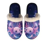 TSOVTHRID Axolotl Fuzzy Slippers for Women Indoor Starry Sky House Slipper Warm Plush Lightweight Slip On Bedroom Slipper Size S Cozy Furry Slippers Shoes