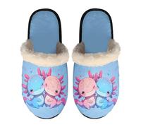 TSOVTHRID Axolotl House Slippers for Women Indoor Cute Animal Winter Slippers Size S Anti Slip Blue Pink Fluffy Shoes Closed Toe Womens Scuff Slipper