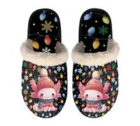 TSOVTHRID Axolotl Womens Bedroom Slippers Size S Christmas Lights Closed Toe House Slippers for Indoor Outdoor Slip On Furry Slipper Plush Shoes