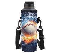 TSOVTHRID Baseball Hands-Free Carrier Sling Bag Fire Water Bottle Sleeve Practical Portable Water Bottle Carrier Bag with Strap for Boys Travel Outdoor Hiking