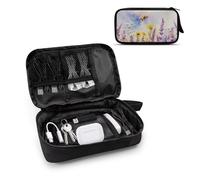 TSOVTHRID Bee Flower Print Electronic Travel Organizer for Women Cable Organizer for Essentials Cable Travel Organizers Travels Essentials for Charger Cable Phone Flash Drive