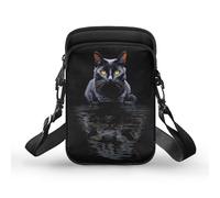 TSOVTHRID Black Cat Tiger Pattern Shoulder Bag, Medium Crossbody Satchel Messenger Storage Small Sling Bag for Travel Daily Use Hiking