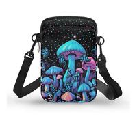 TSOVTHRID Blue Mushroom Butterfly Print Small Messenger Bag, Detachable Cross-Body Bag Satchel Bags Waist Pouches