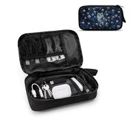 TSOVTHRID Blue Owl Flower Print Travel Cord Organizer Case for Women Tech Pouch Accessories Carry Storage Electronics Organizer Travel Case Travel Essentials for Charger Cable Phone Flash Drive