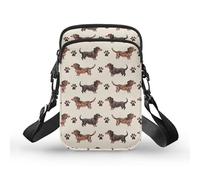 TSOVTHRID Brown Dachshund Dog Paws Printed Mini Crossbody Bag Lightweight Messenger Bag for Phone Passport Wallet