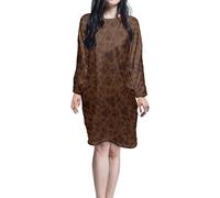 TSOVTHRID Brown Paw Print Womens Winter Nightgowns Comfy Sleepdress Crew Neck Sleep Dress Size S Long Sleeve Sleepshirts Soft Sleepwear with Pockets Fall Clothes