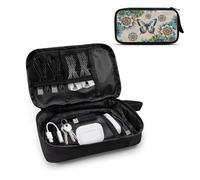 TSOVTHRID Butterfly Hippie Flower Pattern Cable Organizer Travel for Women Tech Pouch Accessories Carry Storage Electronic Organizer Travel Case Tech Organizer as Travel Accessories for Women