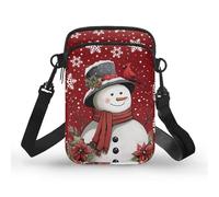 TSOVTHRID Cardinal Purses for Women Shoulder Bag Crossbody Snowman Shoulder Purse for Cell Phone Small Trendy Sling Purse with Strap 2 Layer