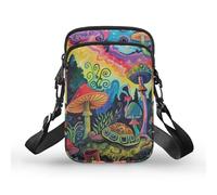 TSOVTHRID Cartoon Rainbow Mushroom Forest Pattern Cross Body Bag, Small Sling Bag Purses Travel Bags for Women