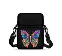 TSOVTHRID Colorful Butterflies Print Toddlers Girls Crossbody Shoulder Bag, Small Messenger Bags Office Accessories Money Bag Phone Purses for Women Men(Black)