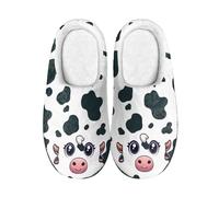 TSOVTHRID Cow Print Slippers for Women Size 11 Memory Foam Fuzzy Non Slip Womens House Shoes Lightweight Soft Slipper Slip On Closed Toe Slipper