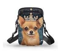 TSOVTHRID Cute Chihuahua Print Double Layer Mini Crossbody Bag, Satchel Bags Handbag for Women Lady Girlfriend, Blue