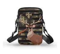 TSOVTHRID Deer Army Green Camo American Flag Art Design Crossbody Bags, Waterproof Messenger Bag Waist Pouch for Men