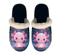 TSOVTHRID Galaxy Non Skid House Slippers for Women Size S Pink Axolotl Warm Plush Slippers Lightweight Cozy Fuzzy Shoes Closed Toe Flat Slipper