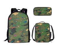TSOVTHRID Green Camo Backpack for Boys 3 Pieces Large Capacity Bookbag and Lunch Box Set for Boys Lightweight Elementary Middle School Bag for Boys Pen Case Purse for School Study Travel
