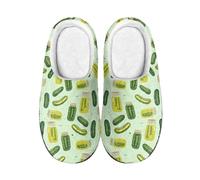 TSOVTHRID Green Cucumber Size 9-10 Womens Slippers Comfortable Fuzzy Slippers Slip On House Shoes Winter Warm Slipper Soft Fuzzy Slipper