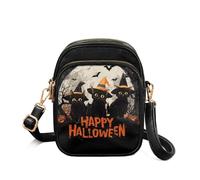 TSOVTHRID Halloween Cat Trio Shoulder Bag Crossbody Purses for Women Leather Satchel Purse Zippered Crossbody Bags with Adjustable Strap Stylish Purse