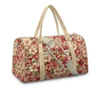 TSOVTHRID Hibiscus Palm Leaf Carry On Duffel Bags for Airplanes Women Red Large Capacity Weekender Overnight Duffle Bags with Adjustable Strap Quilted Duffel Tote