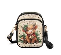 TSOVTHRID Highland Cow Music Purses for Women Crossbody Bag Kawaii Satchel Purses Long Strap Crossbody Purse Lightweight Cell Phone Bags for Christmas