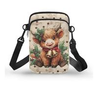 TSOVTHRID Highland Cow Women Crossbody Bag Music Note Sling Purse 2 Layer Small Crossbody Shoulder Bags Ladies Mini Messenger Bags for Christmas