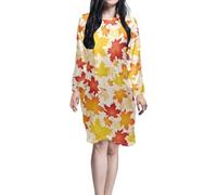 TSOVTHRID Maple Leaf Womens Winter Nightgowns Casual Sleep Dress with Pockets Loose Sleepshirts Ladies Thanksgiving Night Dress Soft Sleep Shirts, Size 4XL