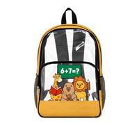 TSOVTHRID Math Animal Kids Clear Heavy Duty Backpack for School 17 Inch Large Capacity Boys School Bags for 8-9 Waterproof PVC Bookbag Front Pocket Knapsack Zippered Rucksack