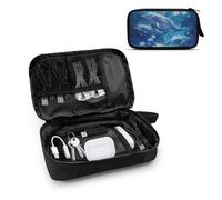 TSOVTHRID Ocean Dolphin Flower Print Electronic Organizer Travel Case for Women Tech Pouch Accessories Carry Storage Cable Organizer Travel Tech Organizer as Travel Accessories for Women