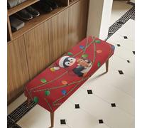TSOVTHRID Penguin Dining Room Bench Seat Cover 52 Inches Long Red Table Benches Protector Stretchable Furniture Slipcover Easy to Install