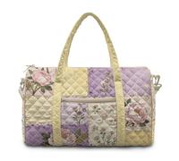 TSOVTHRID Peony Carry-on Overnight Luggage Duffle Floral Patchwork Airplane Carry on Bags Lightweight Quilted Weekender Travel Duffle with Zipper