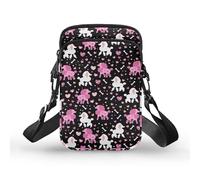 TSOVTHRID Pink White Dog Bone Love Dots Print Chest Bag, Crossbody Bags Smart Phone Case Purse for Traveling Hiking