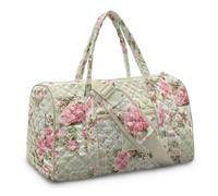 TSOVTHRID Rose Womens Weekender Travel Bag Retro Patchwork Overnight Carry On Bags Portable Garment Tote Soft Quilted Airplane Duffle with Trolley Sleeve