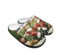 TSOVTHRID Santa Claus Womens Slippers Size 11 Green Bedroom Slippers Closed Toe House Slipper Warm Plush Fuzzy Shoes Comfortable Soft