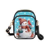 TSOVTHRID Snowman Cardinal Sling Bag Crossbody Bags for Women Lightweight Satchel Purse Happy Christmas Small Cell Phone Bags Leather Shoulder Bags for Women Travel