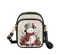 TSOVTHRID Snowman Cardinal Small Crossbody Bag for Women Cute Cell Phone Bags Three Layer Crossbody Sling Purse Womens Shoulder Purses for Christmas Travel