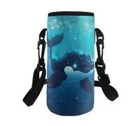 TSOVTHRID Water Bottle Carrier Bag Killer Whale Print Water Bottle Sleeve Portable Carrier Sling Bag with Strap for Women Walking Hiking Sports