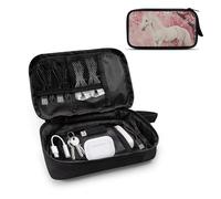 TSOVTHRID White Horse Cherry Blossom Print Electronic Cord Organizer Travel Case for Women Cable Travel Organizer Tech Organizer as Travel Accessories for Women