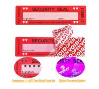 TSPC SECSEAL 100pcs 25x90mm Heat Tampering Fluorescent Mark High Residue Tamper Evident Anti Counterfeit Tamper Proof Stickers Labels Seals (1 x 3.54 Inches, Matte Red, Barcode)