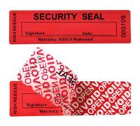 TSPC SECSEAL 100pcs 25x90mm Total Transfer Tamper Evident Signable Security Tamper Proof Stickers Labels Seals (1x3.54 Inches,Serial Number,Matte Red)