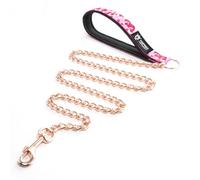 TSPRO Chew Proof Dog Leash 3.9 FT Stainless Steel Metal Training Leash with Soft Handle for Medium to Large Dogs (Rose Gold)