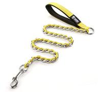 TSPRO Chew Proof Dog Leash Stainless Steel Dog Leash Metal Chain Training Dog Leash with Soft Handle for Medium Large Dog(4MM,Yellow)